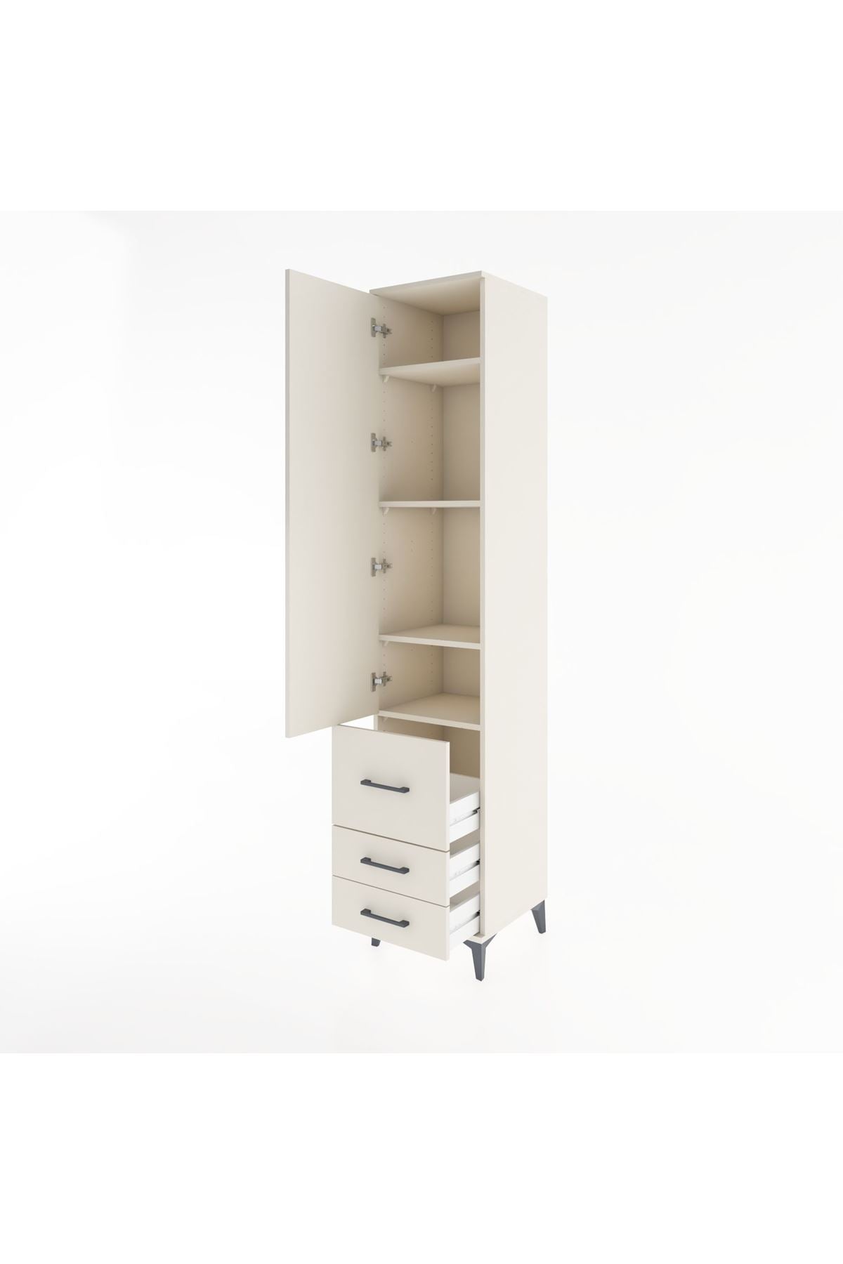 Hyperion Dolap 4 Raflı 3 Çekmeceli Tek Kapaklı 44x44x221 Aytaşı-Aytaşı