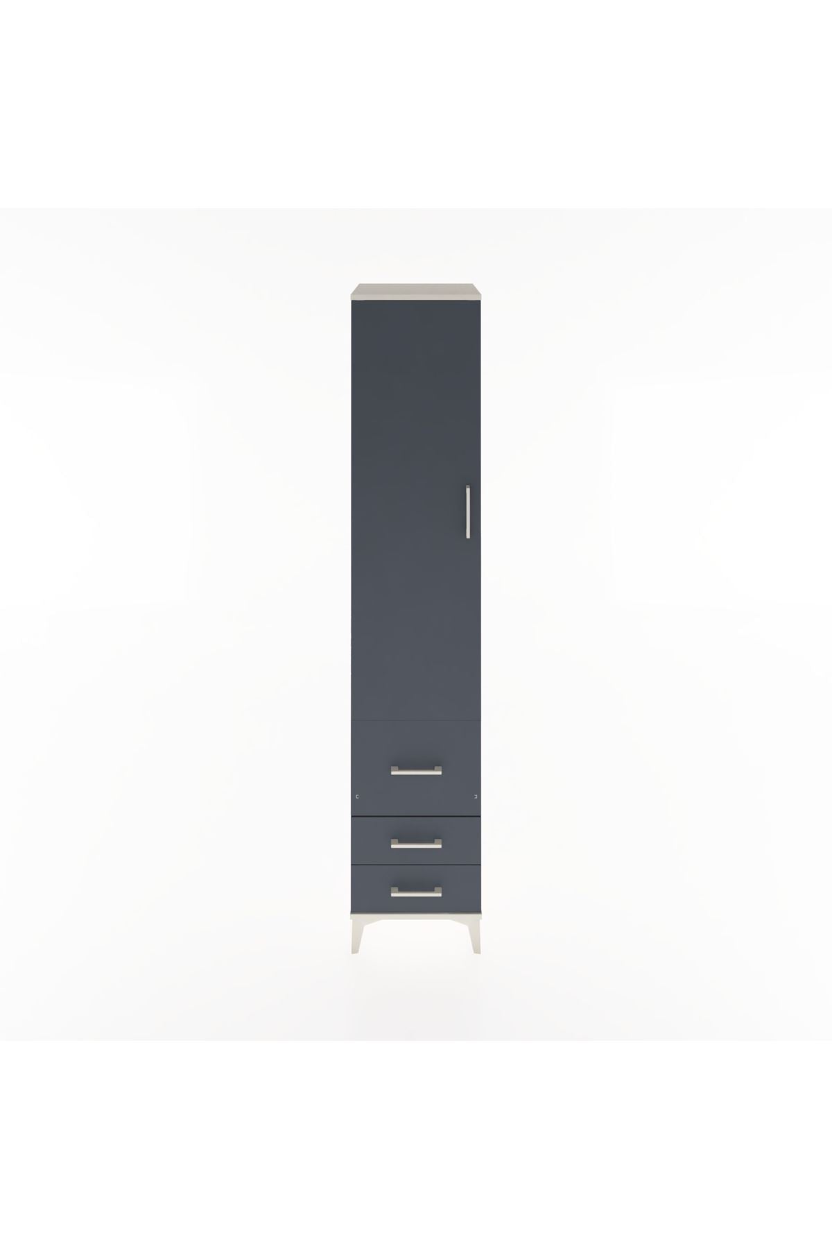 Hyperion Dolap 4 Raflı 3 Çekmeceli Tek Kapaklı 44x44x221 Aytaşı-Antrasit