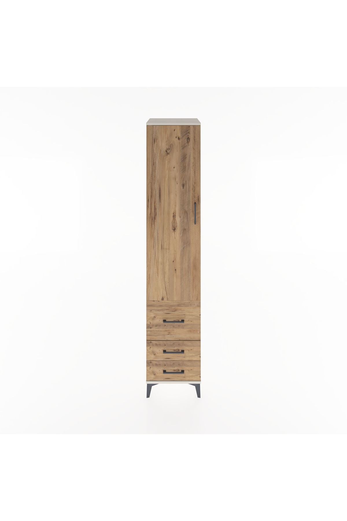 Hyperion Dolap 4 Raflı 3 Çekmeceli Tek Kapaklı 44x44x221 Aytaşı-Çam