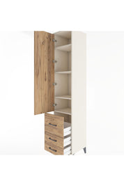 Hyperion Dolap 4 Raflı 3 Çekmeceli Tek Kapaklı 44x44x221 Aytaşı-Çam