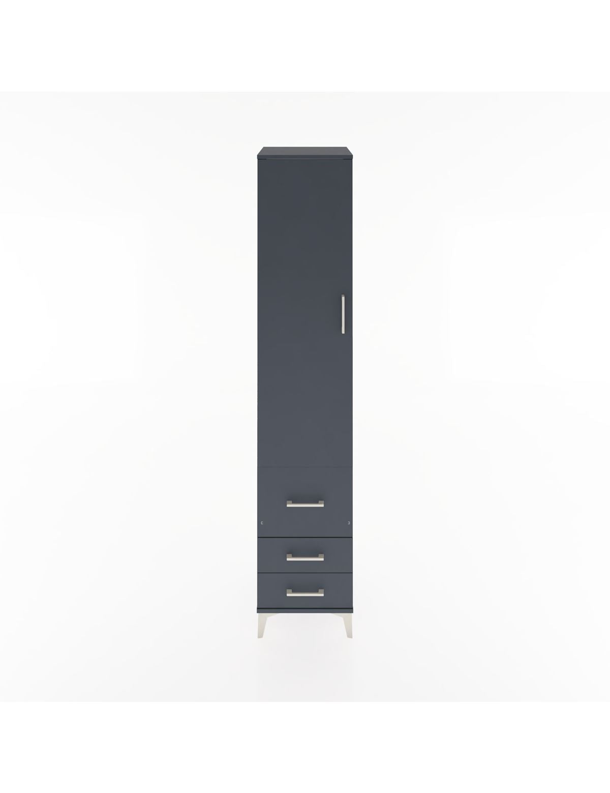 Hyperion Dolap 4 Raflı 3 Çekmeceli Tek Kapaklı 44x44x221 Antrasit-Antrasit