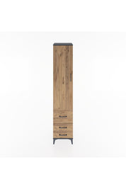 Hyperion Dolap 4 Raflı 3 Çekmeceli Tek Kapaklı 44x44x221 Antrasit-Çam