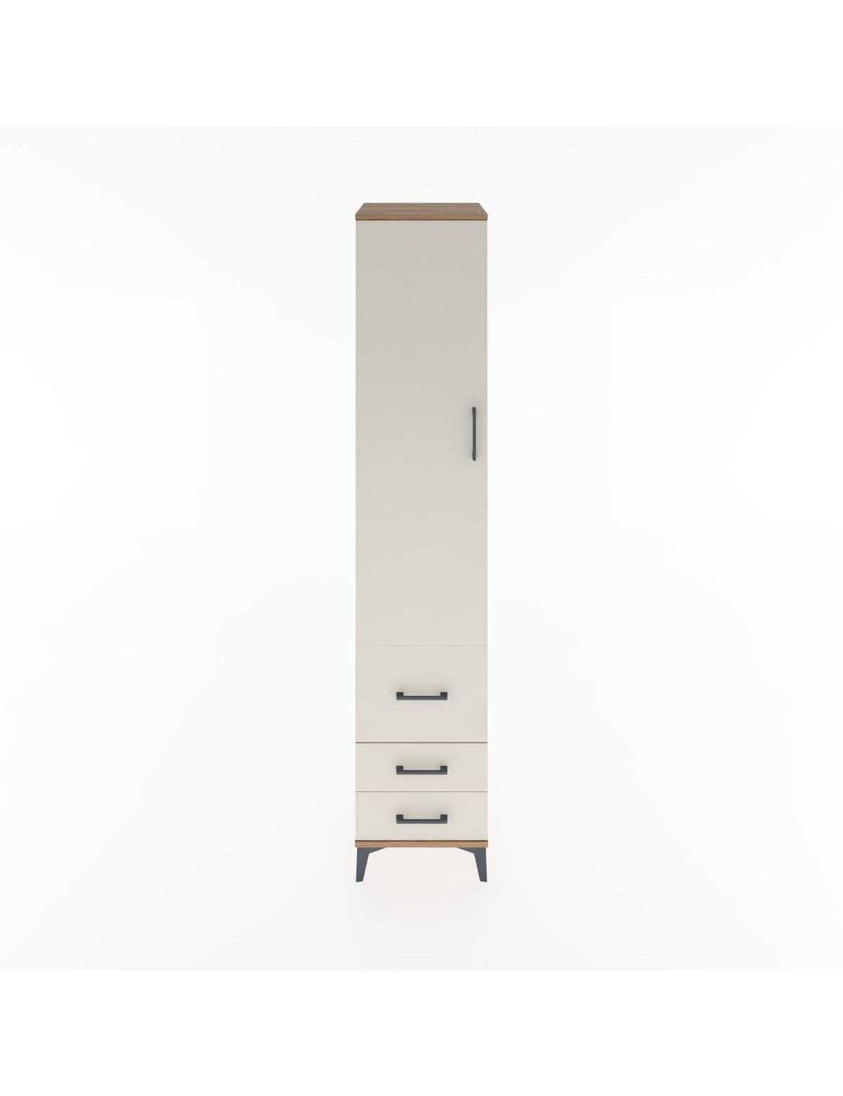 Hyperion Dolap 4 Raflı 3 Çekmeceli Tek Kapaklı 44x44x221 Çam-Aytaşı