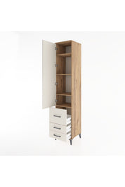 Hyperion Dolap 4 Raflı 3 Çekmeceli Tek Kapaklı 44x44x221 Çam-Aytaşı