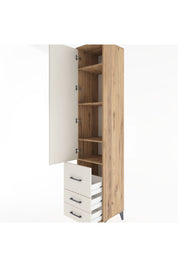 Hyperion Dolap 4 Raflı 3 Çekmeceli Tek Kapaklı 44x44x221 Çam-Aytaşı