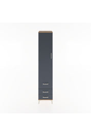 Hyperion Dolap 4 Raflı 3 Çekmeceli Tek Kapaklı 44x44x221 Çam-Antrasit