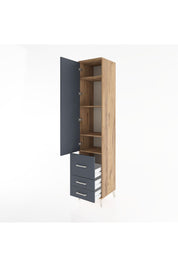 Hyperion Dolap 4 Raflı 3 Çekmeceli Tek Kapaklı 44x44x221 Çam-Antrasit