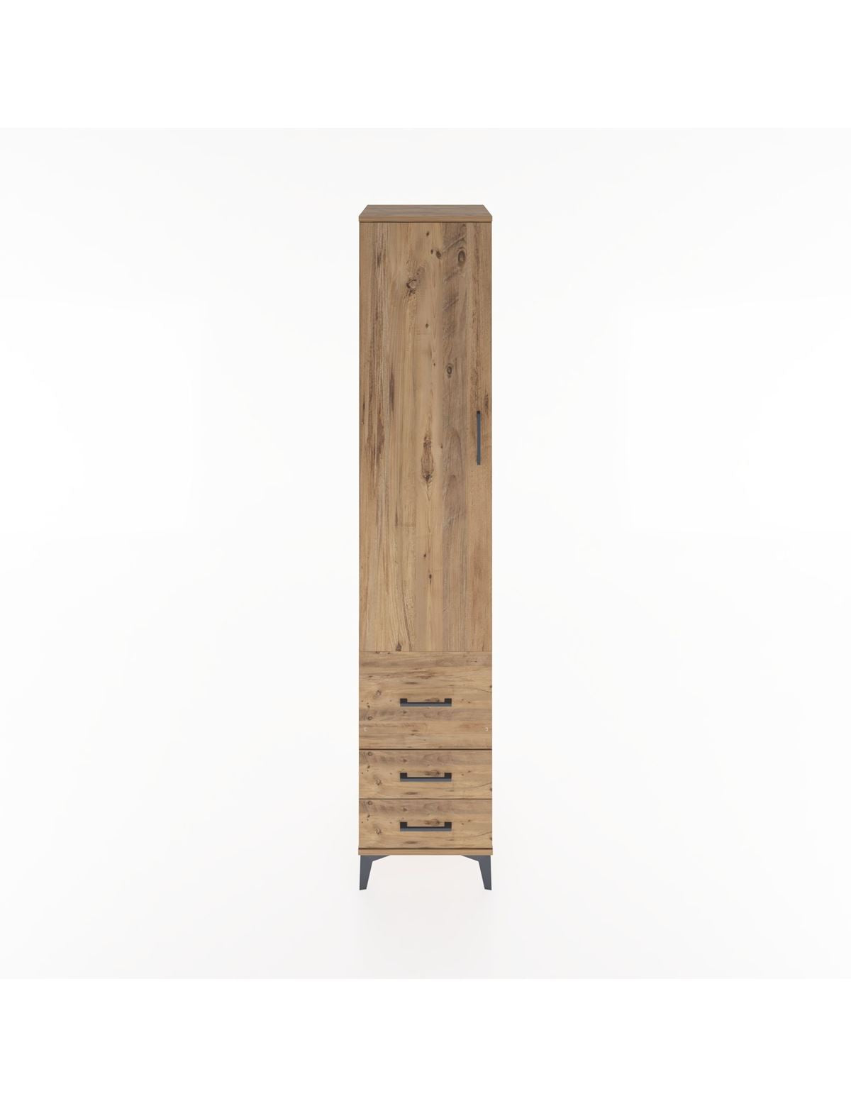 Hyperion Dolap 4 Raflı 3 Çekmeceli Tek Kapaklı 44x44x221 Çam-Çam