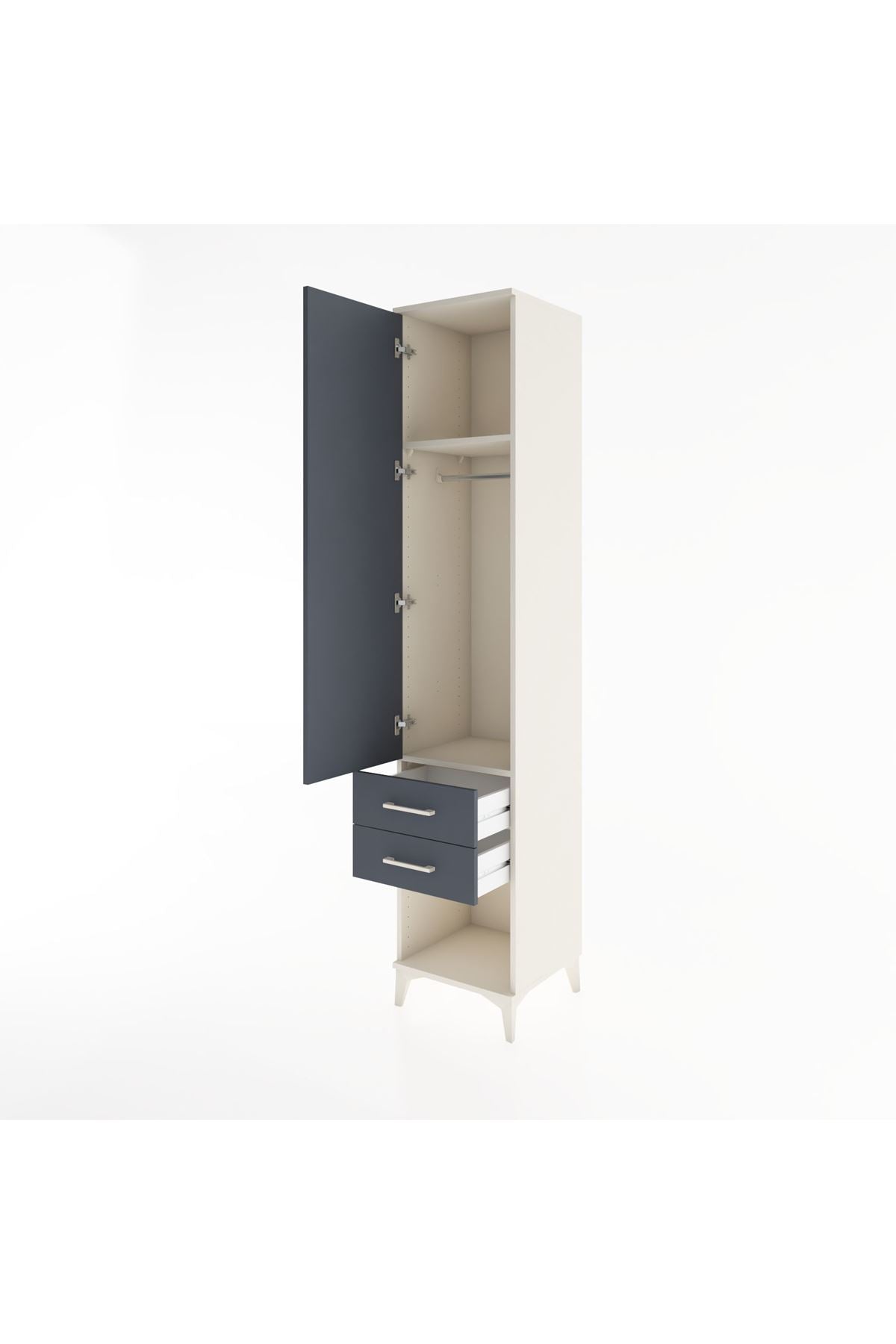 Hyperion Dolap 2 Raflı 2 Çekmeceli Tek Askılı 44x44x221 Aytaşı-Antrasit