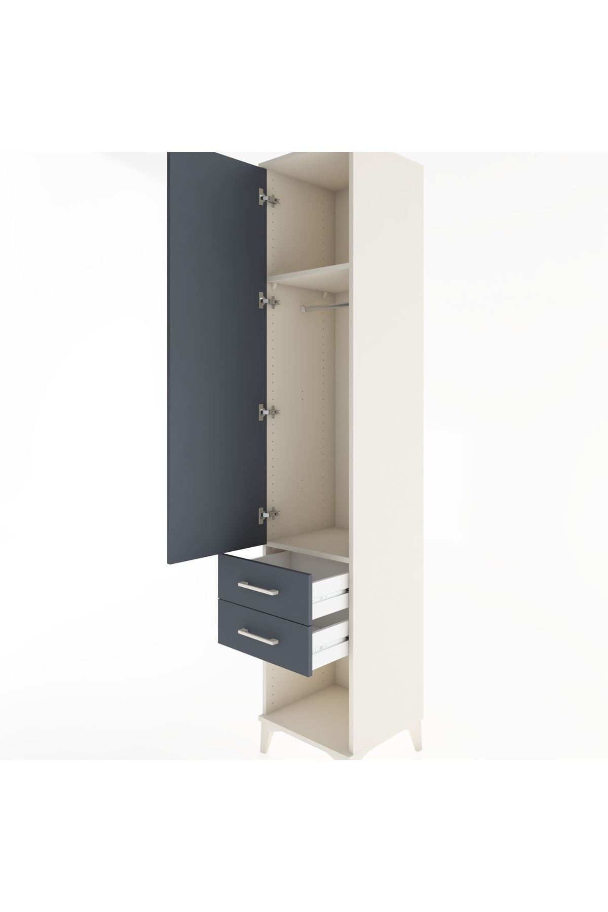 Hyperion Dolap 2 Raflı 2 Çekmeceli Tek Askılı 44x44x221 Aytaşı-Antrasit