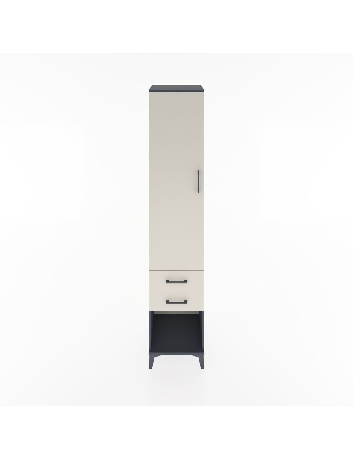 Hyperion Dolap 2 Raflı 2 Çekmeceli Tek Askılı 44x44x221 Antrasit-Aytaşı