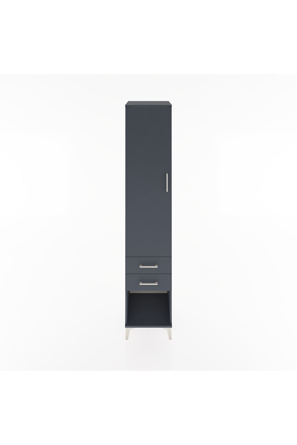 Hyperion Dolap 2 Raflı 2 Çekmeceli Tek Askılı 44x44x221 Antrasit-Antrasit