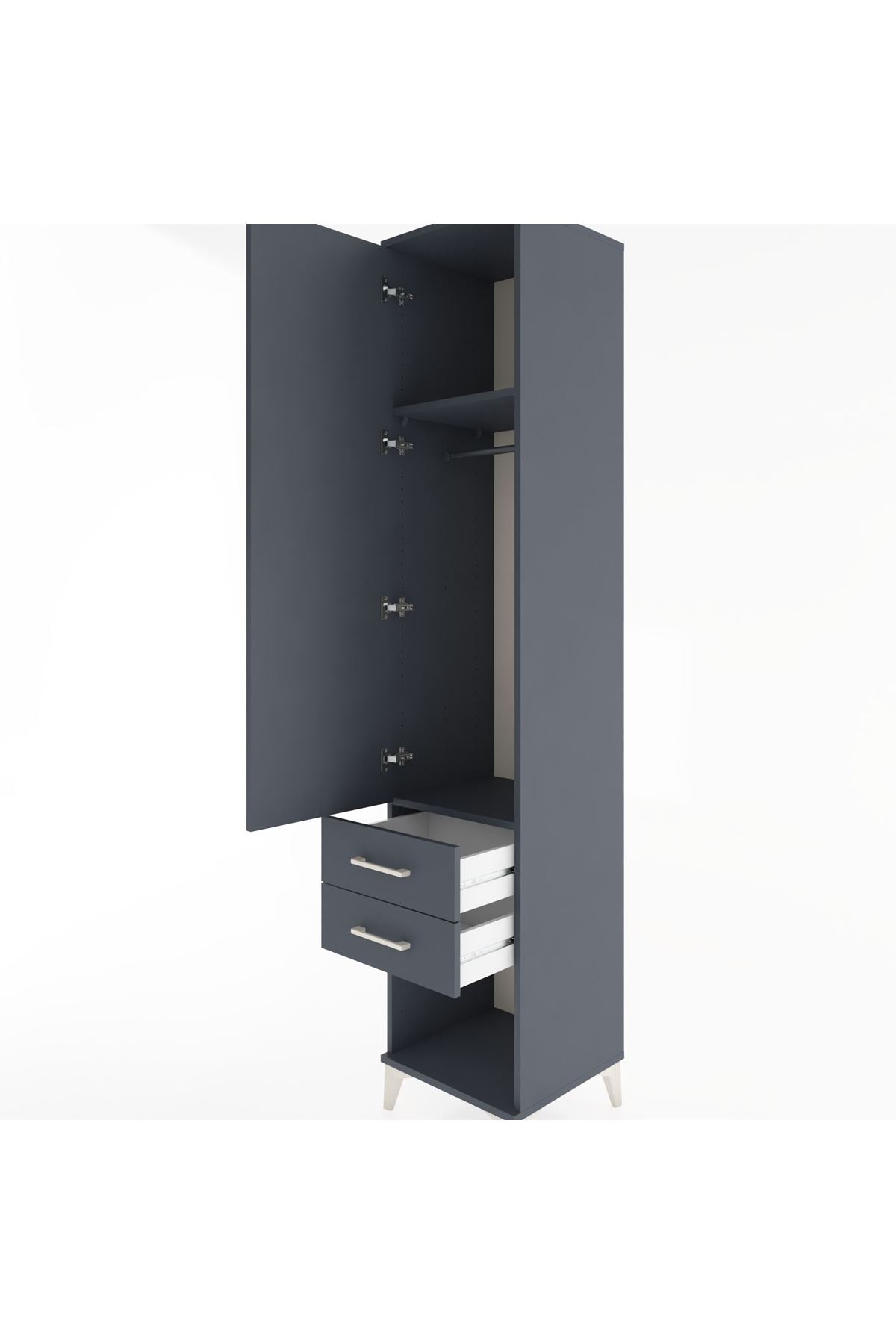 Hyperion Dolap 2 Raflı 2 Çekmeceli Tek Askılı 44x44x221 Antrasit-Antrasit