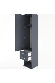 Hyperion Dolap 2 Raflı 2 Çekmeceli Tek Askılı 44x44x221 Antrasit-Antrasit