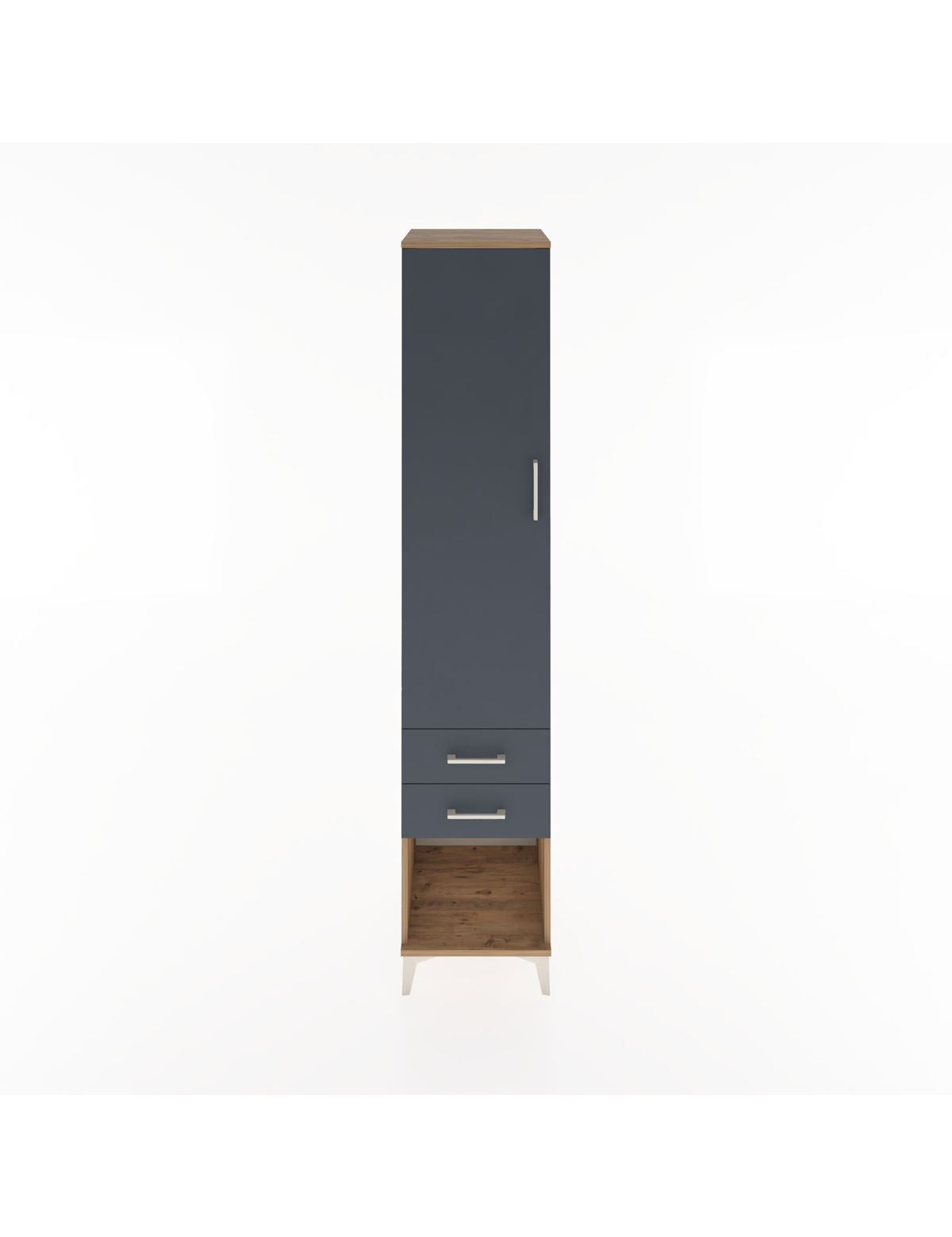 Hyperion Dolap 2 Raflı 2 Çekmeceli Tek Askılı 44x44x221 Çam-Antrasit