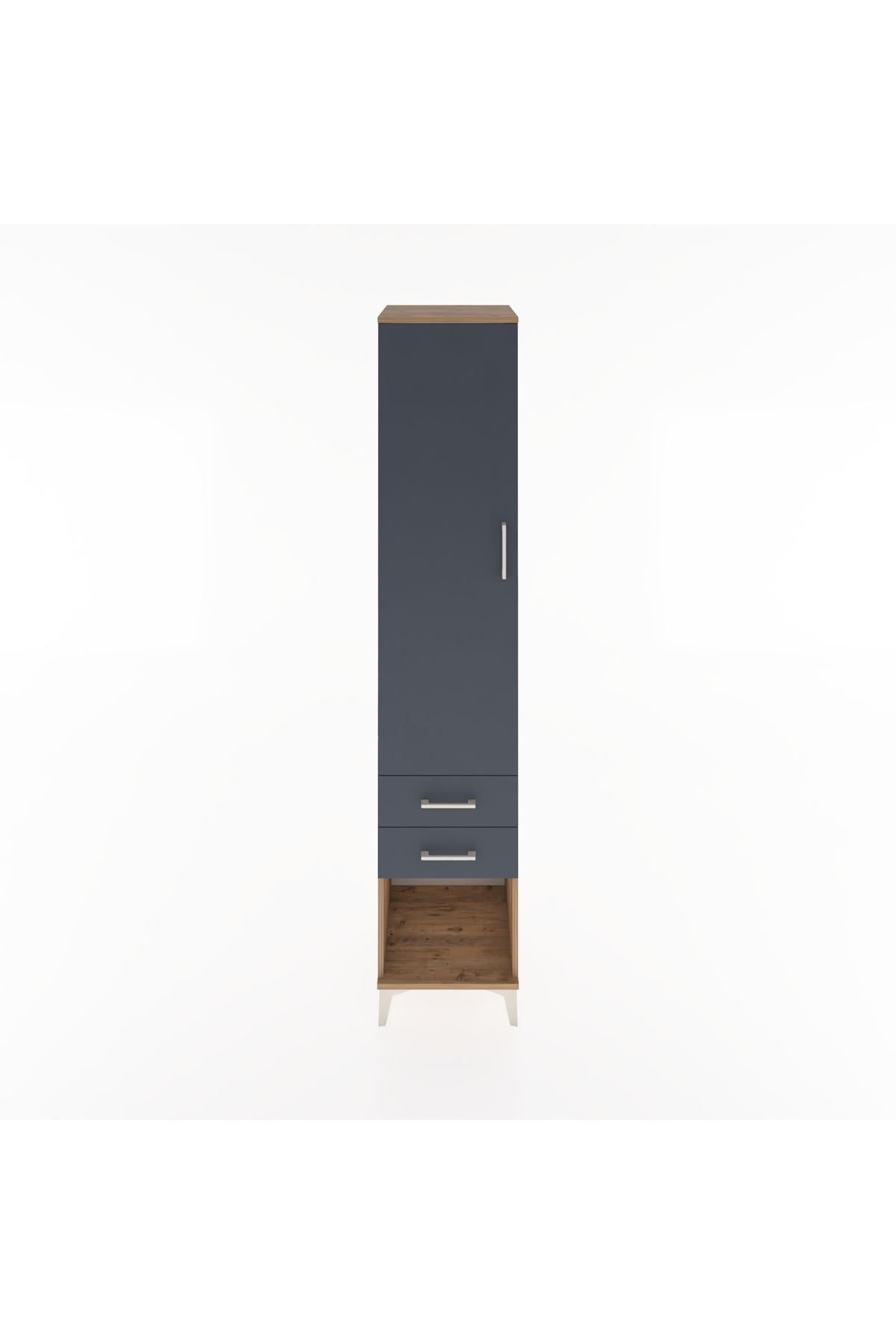 Hyperion Dolap 2 Raflı 2 Çekmeceli Tek Askılı 44x44x221 Çam-Antrasit