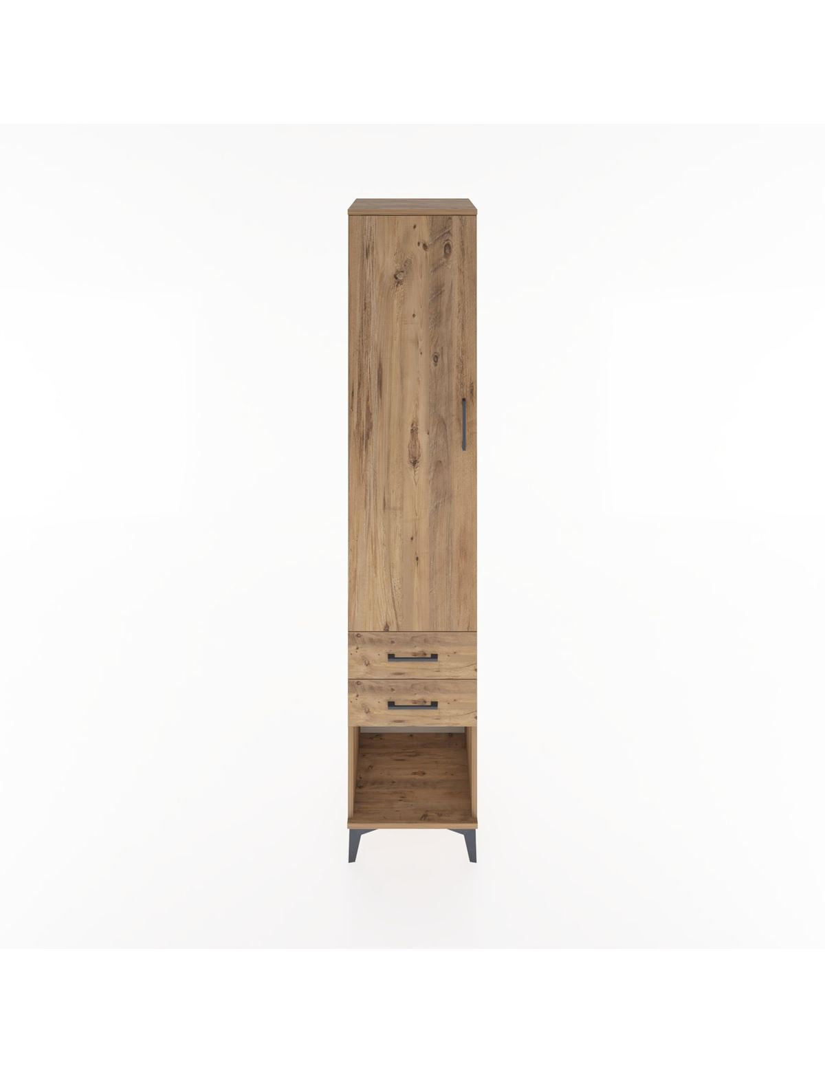 Hyperion Dolap 2 Raflı 2 Çekmeceli Tek Askılı 44x44x221 Çam-Çam