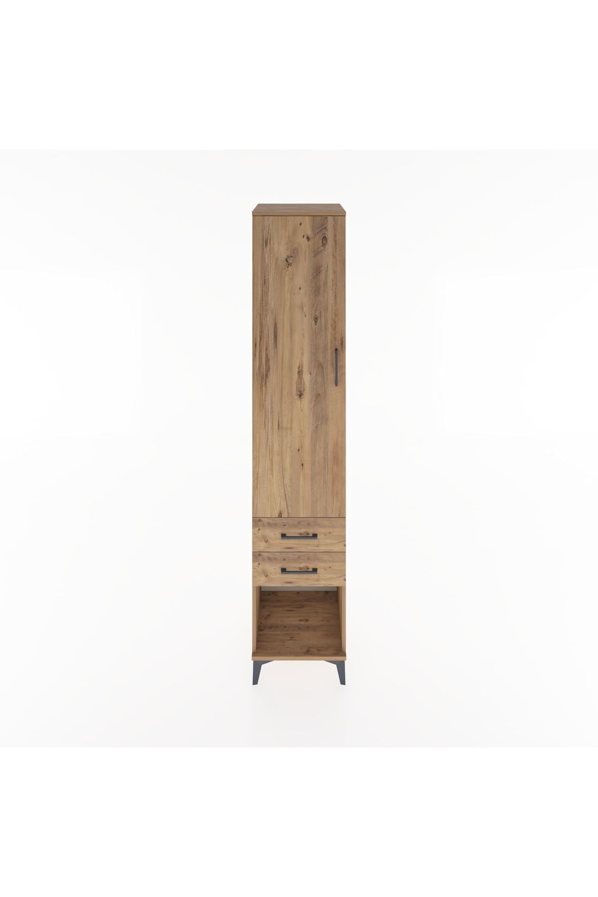 Hyperion Dolap 2 Raflı 2 Çekmeceli Tek Askılı 44x44x221 Çam-Çam