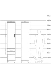 Hyperion Dolap 2 Raflı 2 Çekmeceli Tek Askılı 44x44x221 Çam-Antrasit