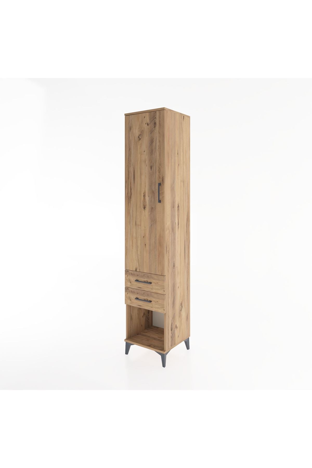 Hyperion Dolap 2 Raflı 2 Çekmeceli Tek Askılı 44x44x221 Çam-Çam