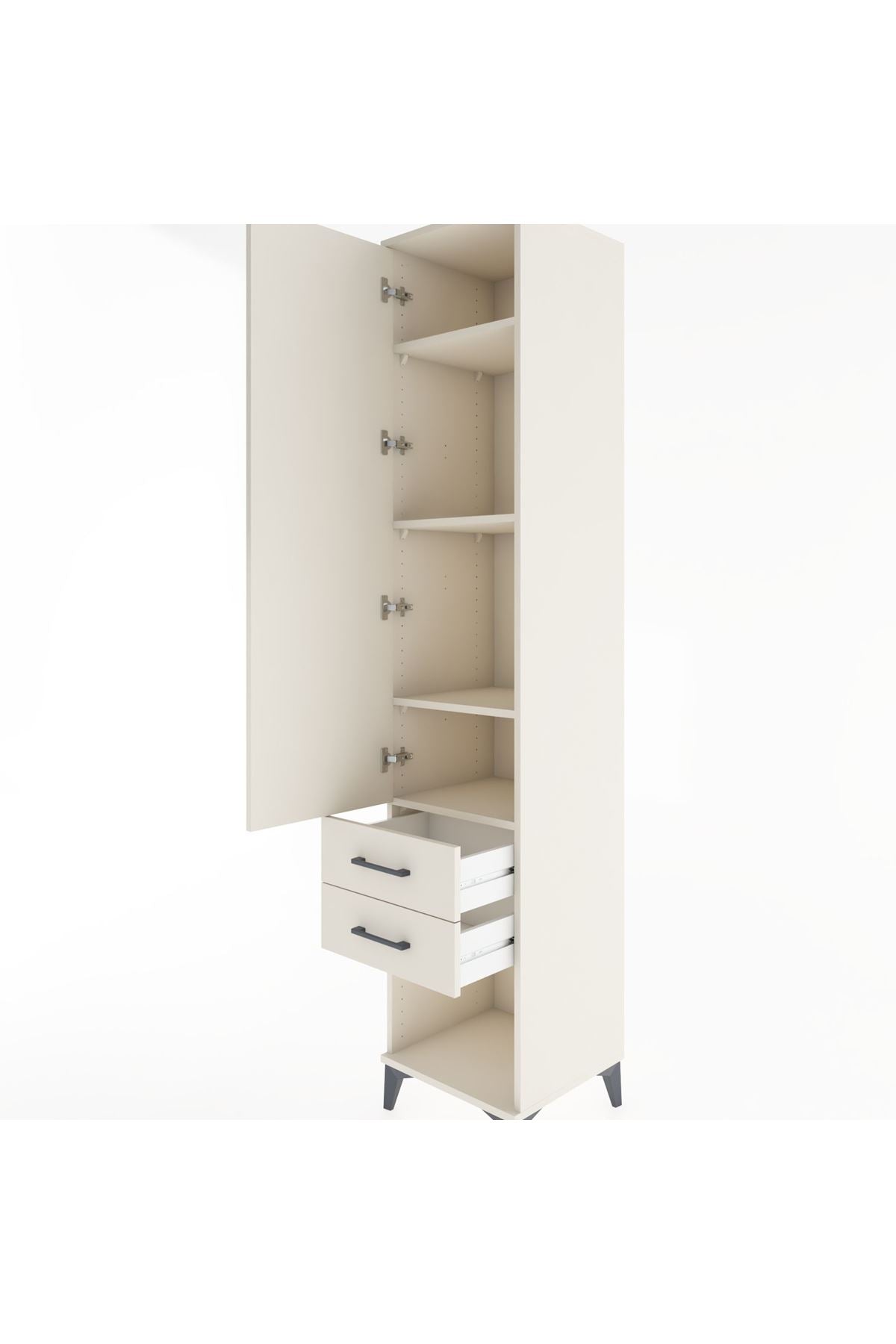 Hyperion Dolap 4 Raflı 2 Çekmeceli Tek Kapaklı 44x44x221 Aytaşı-Aytaşı