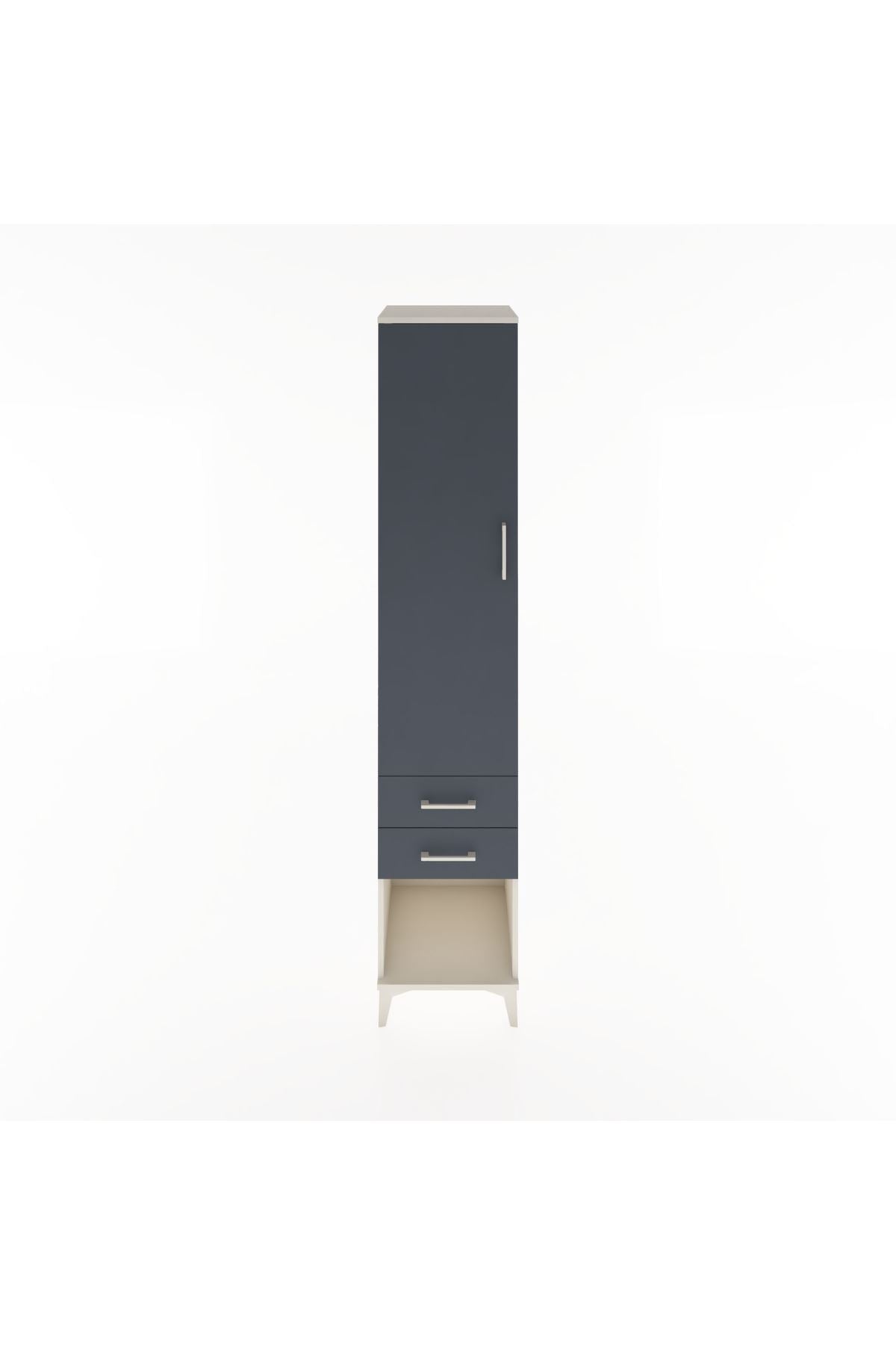 Hyperion Dolap 4 Raflı 2 Çekmeceli Tek Kapaklı 44x44x221 Aytaşı-Antrasit