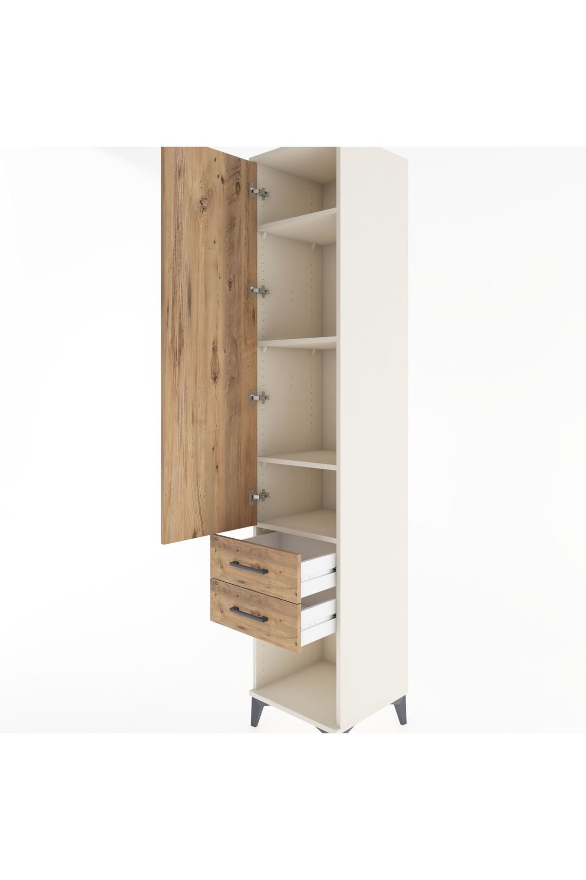 Hyperion Dolap 4 Raflı 2 Çekmeceli Tek Kapaklı 44x44x221 Aytaşı-Çam