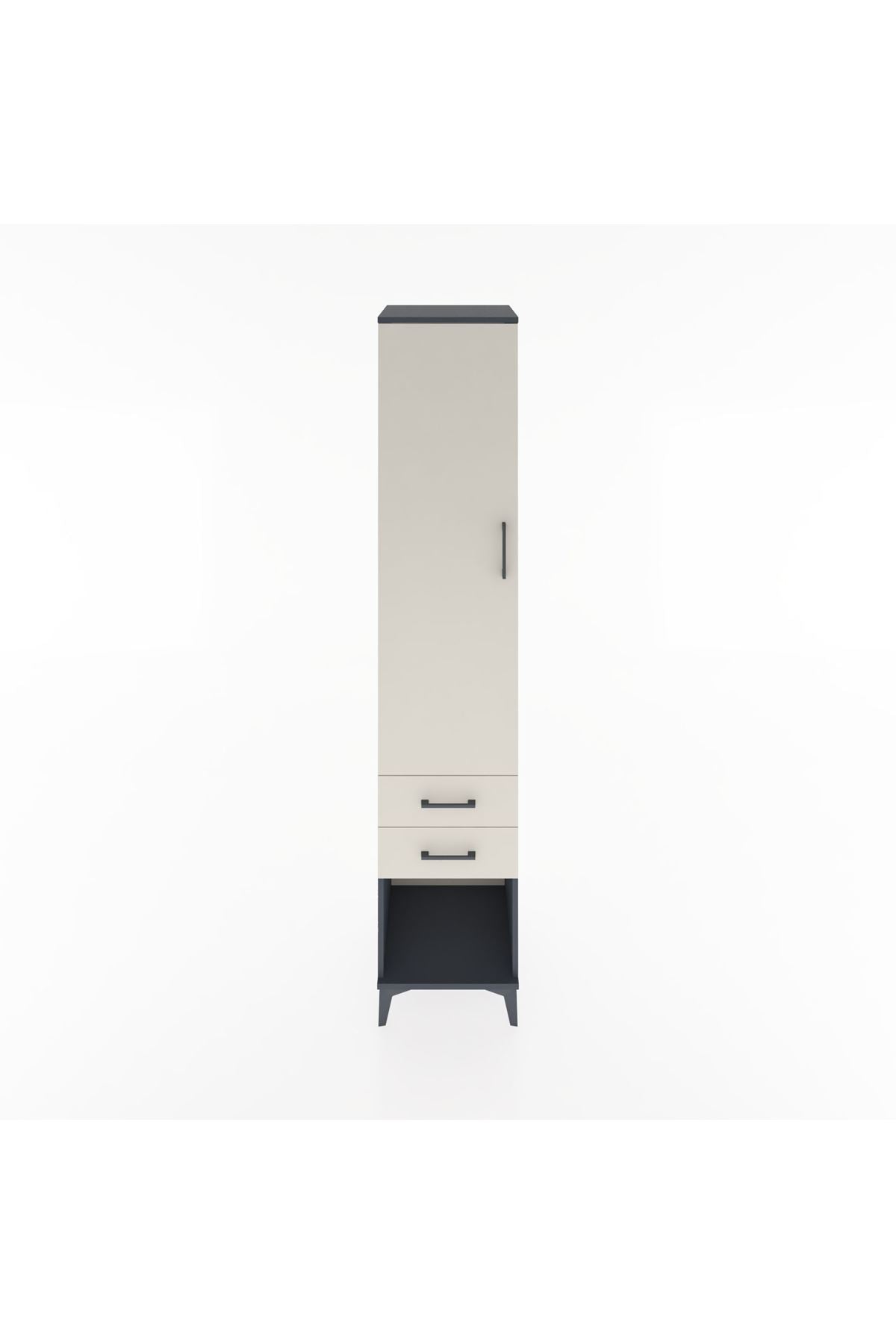 Hyperion Dolap 4 Raflı 2 Çekmeceli Tek Kapaklı 44x44x221 Antrasit-Aytaşı