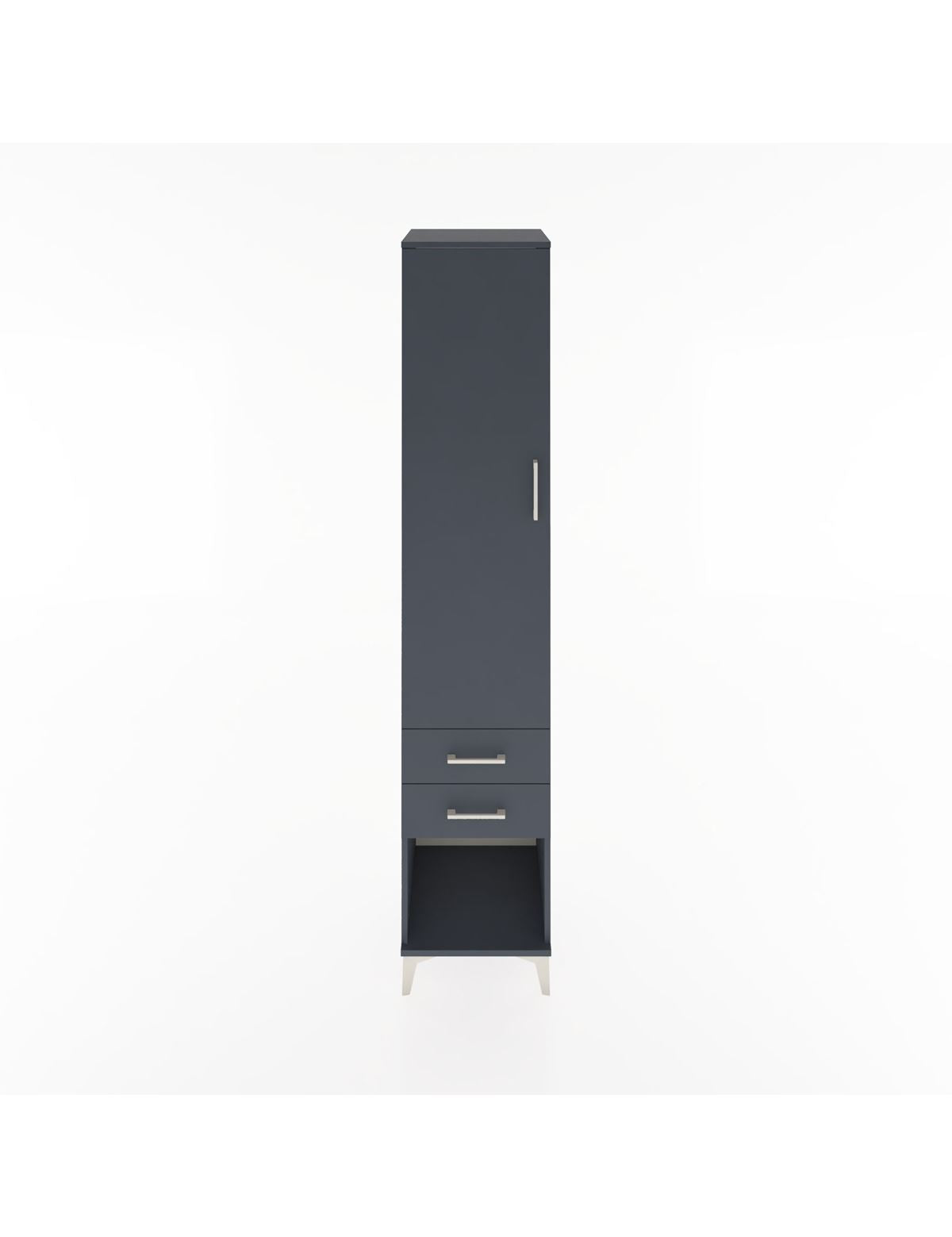 Hyperion Dolap 4 Raflı 2 Çekmeceli Tek Kapaklı 44x44x221 Antrasit-Antrasit