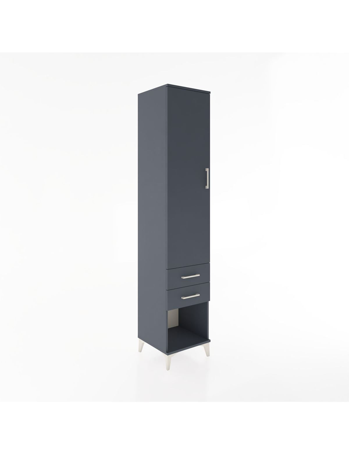 Hyperion Dolap 4 Raflı 2 Çekmeceli Tek Kapaklı 44x44x221 Antrasit-Antrasit