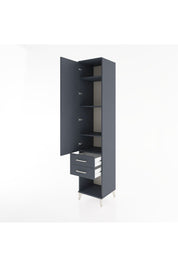 Hyperion Dolap 4 Raflı 2 Çekmeceli Tek Kapaklı 44x44x221 Antrasit-Antrasit