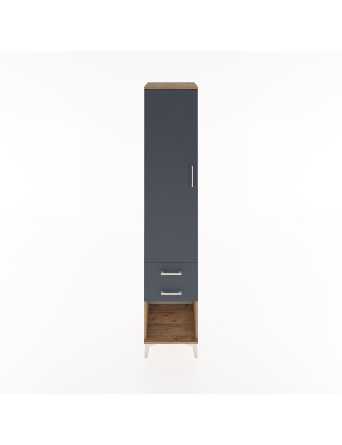 Hyperion Dolap 4 Raflı 2 Çekmeceli Tek Kapaklı 44x44x221 Çam-Antrasit