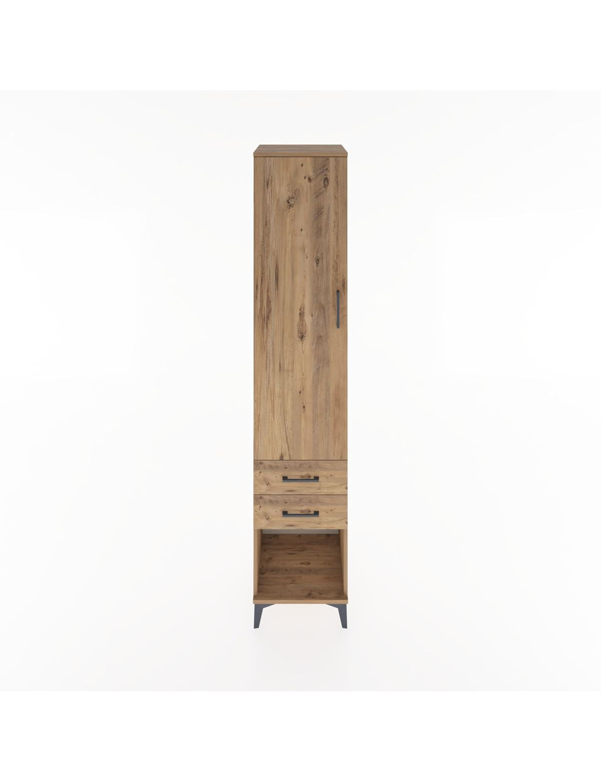 Hyperion Dolap 4 Raflı 2 Çekmeceli Tek Kapaklı 44x44x221 Çam-Çam