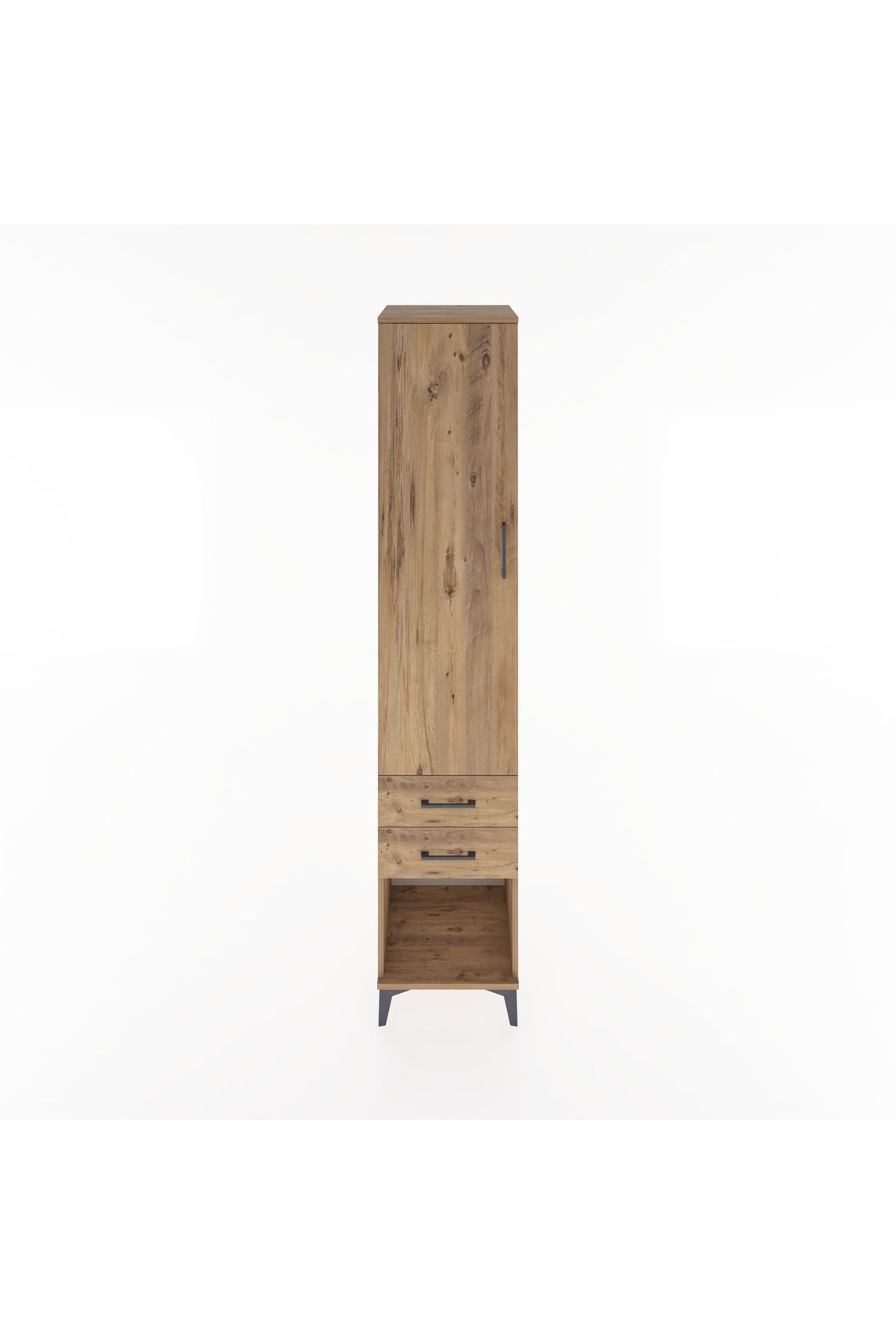 Hyperion Dolap 4 Raflı 2 Çekmeceli Tek Kapaklı 44x44x221 Çam-Çam