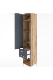 Hyperion Dolap 4 Raflı 2 Çekmeceli Tek Kapaklı 44x44x221 Çam-Antrasit