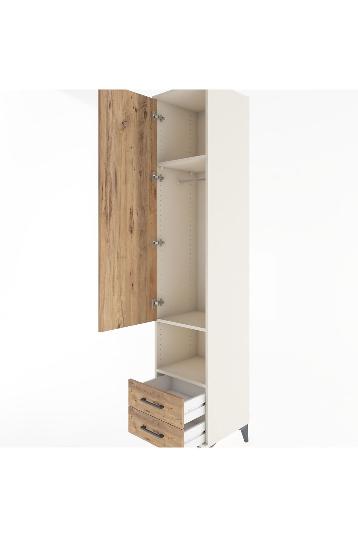 Hyperion Dolap 3 Raflı 2 Çekmeceli Tek Askılı 44x44x221 Aytaşı-Çam