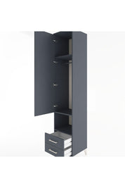 Hyperion Dolap 3 Raflı 2 Çekmeceli Tek Askılı 44x44x221 Antrasit-Antrasit