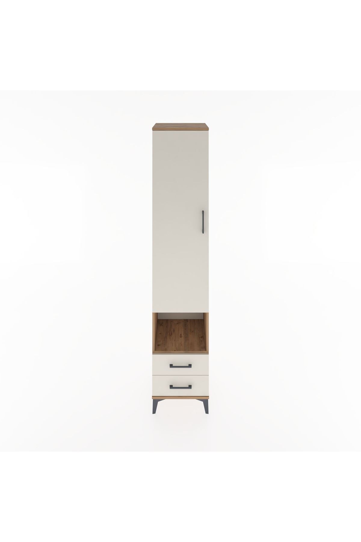 Hyperion Dolap 3 Raflı 2 Çekmeceli Tek Askılı 44x44x221 Çam-Aytaşı