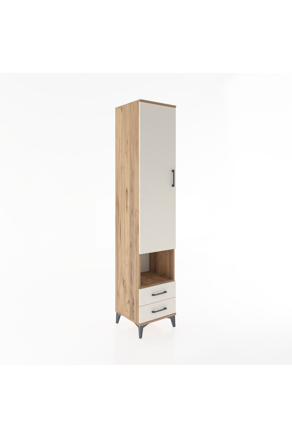 Hyperion Dolap 3 Raflı 2 Çekmeceli Tek Askılı 44x44x221 Çam-Aytaşı