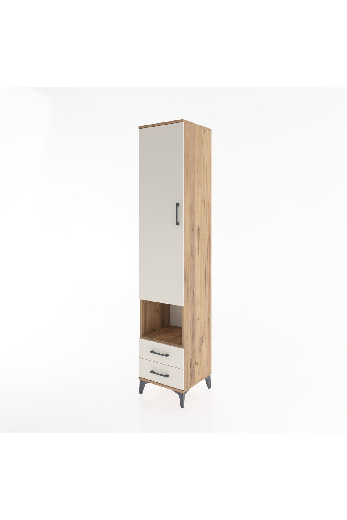 Hyperion Dolap 3 Raflı 2 Çekmeceli Tek Askılı 44x44x221 Çam-Aytaşı