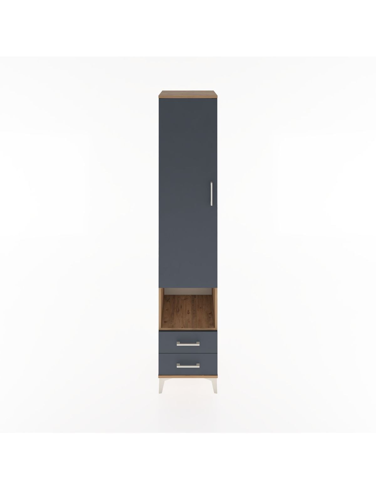 Hyperion Dolap 3 Raflı 2 Çekmeceli Tek Askılı 44x44x221 Çam-Antrasit