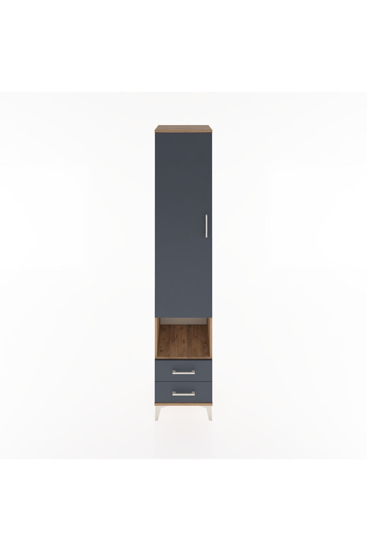 Hyperion Dolap 3 Raflı 2 Çekmeceli Tek Askılı 44x44x221 Çam-Antrasit