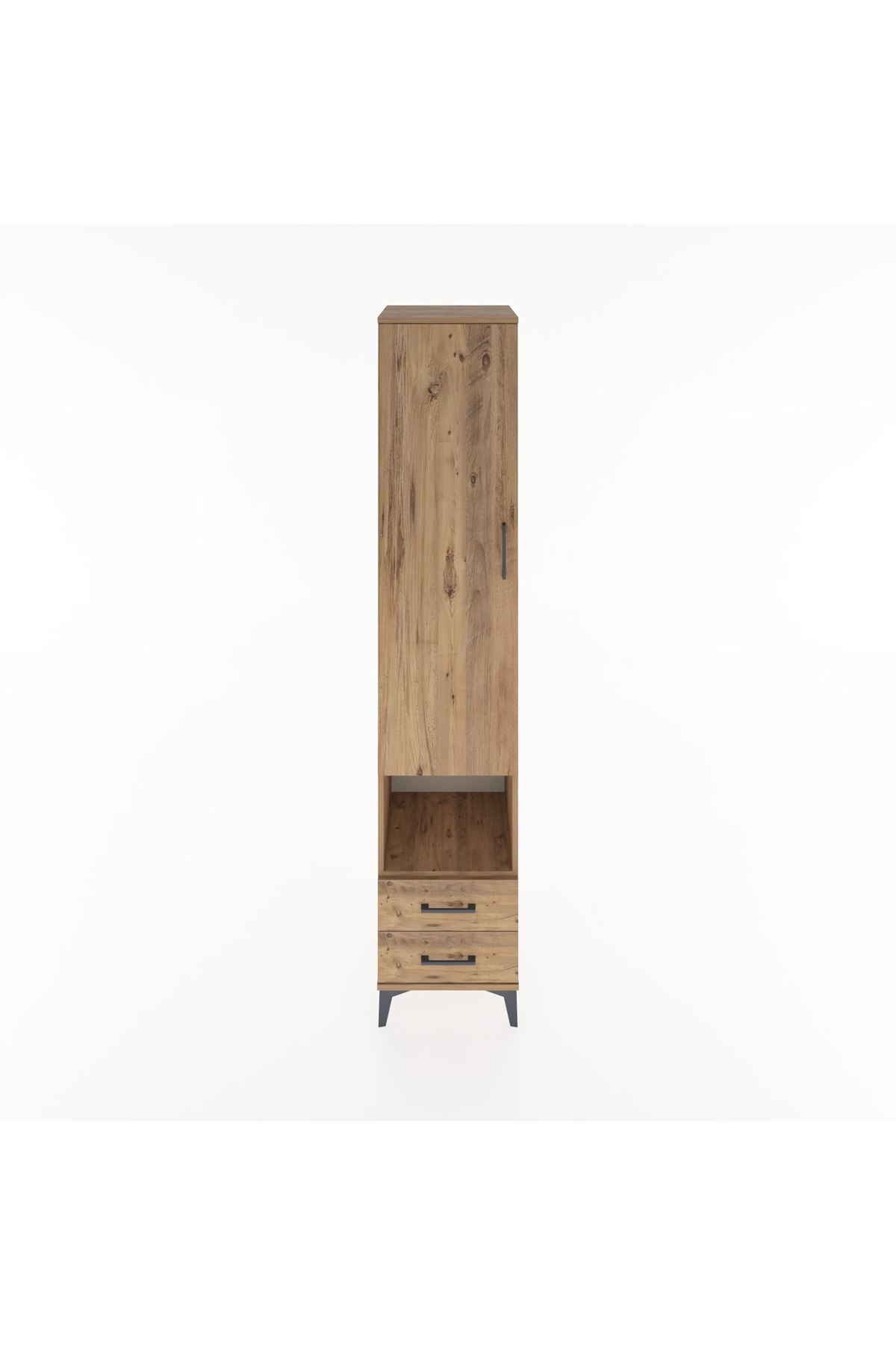 Hyperion Dolap 3 Raflı 2 Çekmeceli Tek Askılı 44x44x221 Çam-Çam