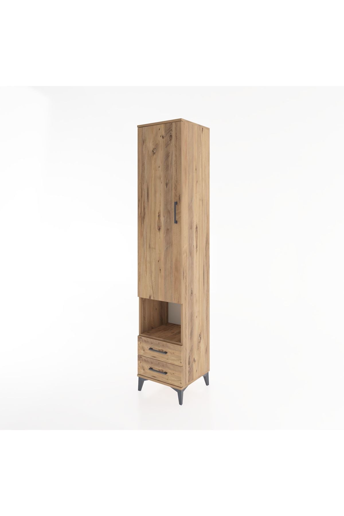 Hyperion Dolap 3 Raflı 2 Çekmeceli Tek Askılı 44x44x221 Çam-Çam