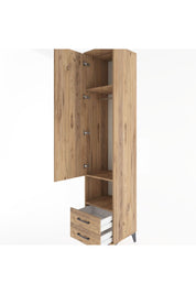 Hyperion Dolap 3 Raflı 2 Çekmeceli Tek Askılı 44x44x221 Çam-Çam