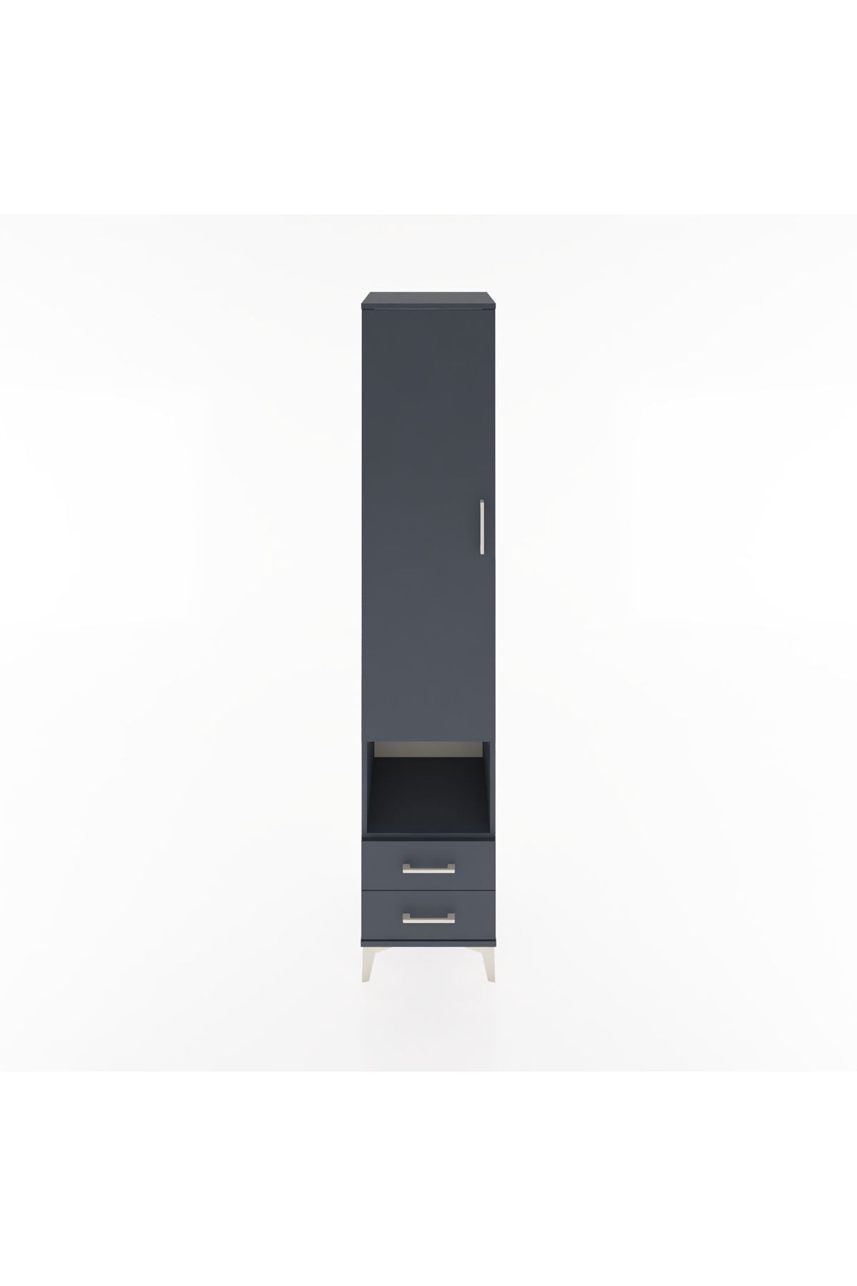 Hyperion Dolap 5 Raflı 2 Çekmeceli Tek Kapaklı 44x44x221 Antrasit-Antrasit