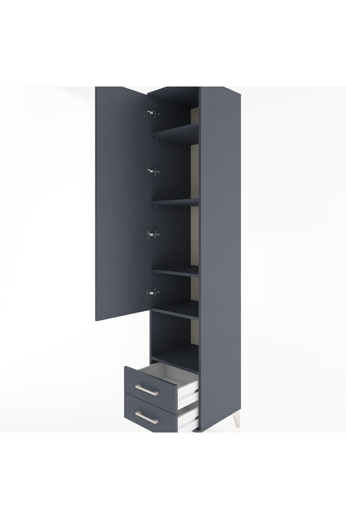 Hyperion Dolap 5 Raflı 2 Çekmeceli Tek Kapaklı 44x44x221 Antrasit-Antrasit