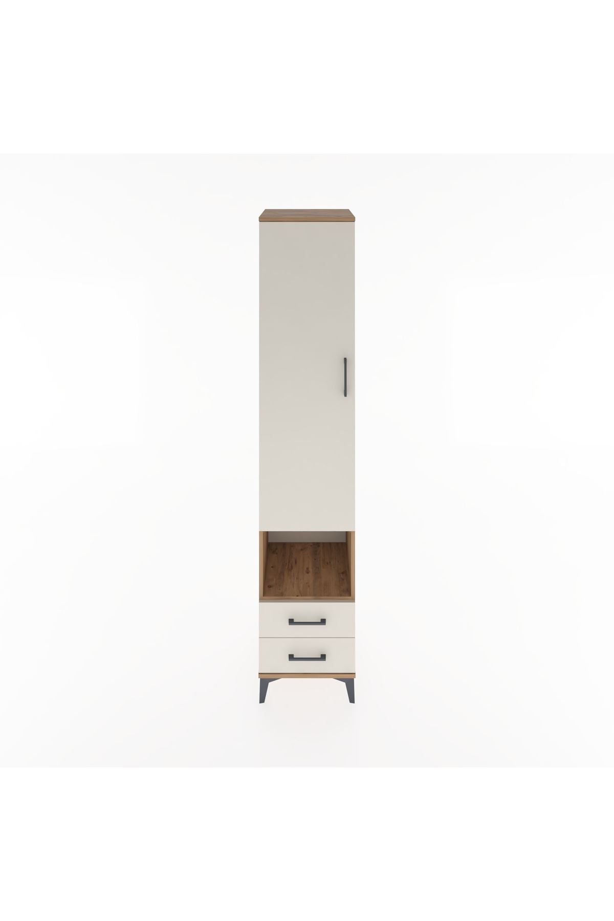 Hyperion Dolap 5 Raflı 2 Çekmeceli Tek Kapaklı 44x44x221 Çam-Aytaşı