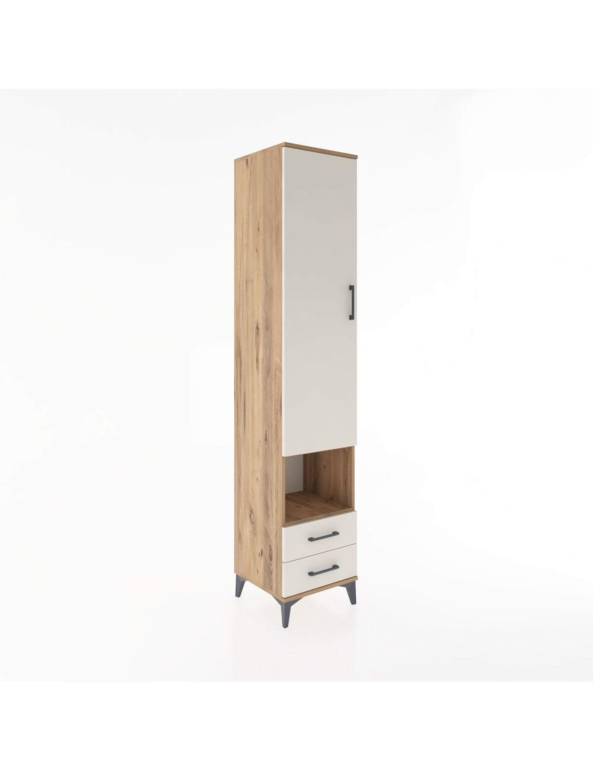 Hyperion Dolap 5 Raflı 2 Çekmeceli Tek Kapaklı 44x44x221 Çam-Aytaşı