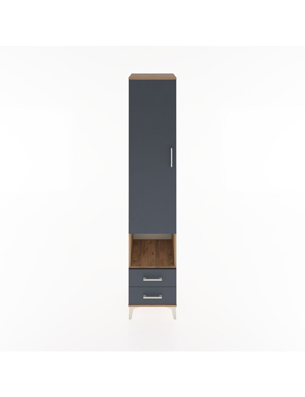 Hyperion Dolap 5 Raflı 2 Çekmeceli Tek Kapaklı 44x44x221 Çam-Antrasit